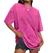 Oversized Tshirts for Women Short Sleeve Crew Neck Vintage Washed Basic Loose Casual Tees