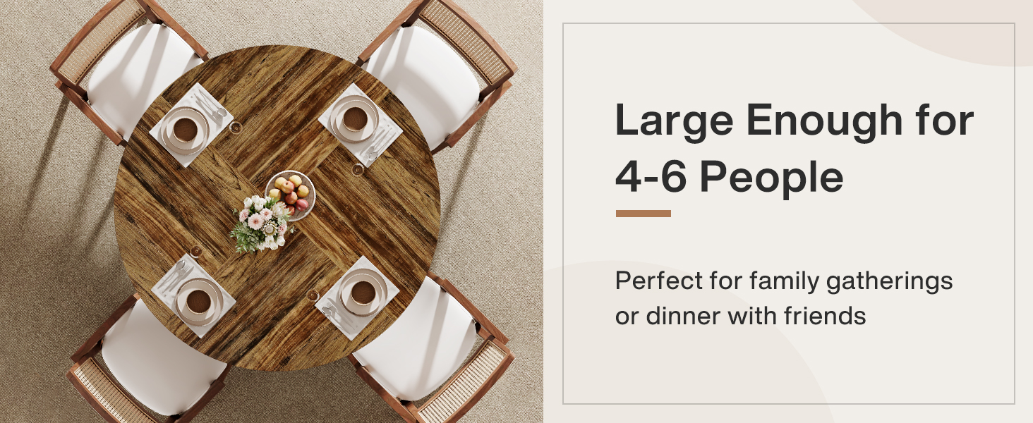 Tribesigns Round Dining Table for 4, 47Inch Large Circle