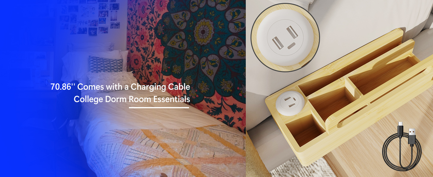 Floating Bed Side Table Tray Organizer, Bedside Caddy