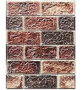 Art3d 10-Pack 3D Wall Panels Peel and Stick in Red Brown, Self Adhesive Waterproof Faux Foam 3D B...