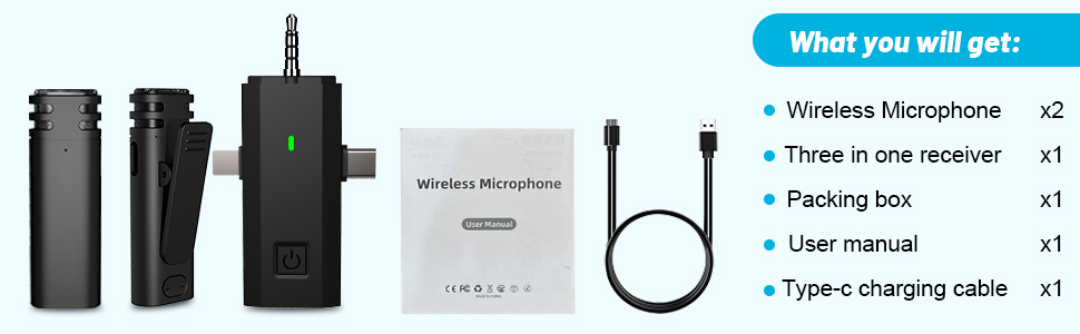 Wireless Lavalier Lapel Microphone for iPhone iPad