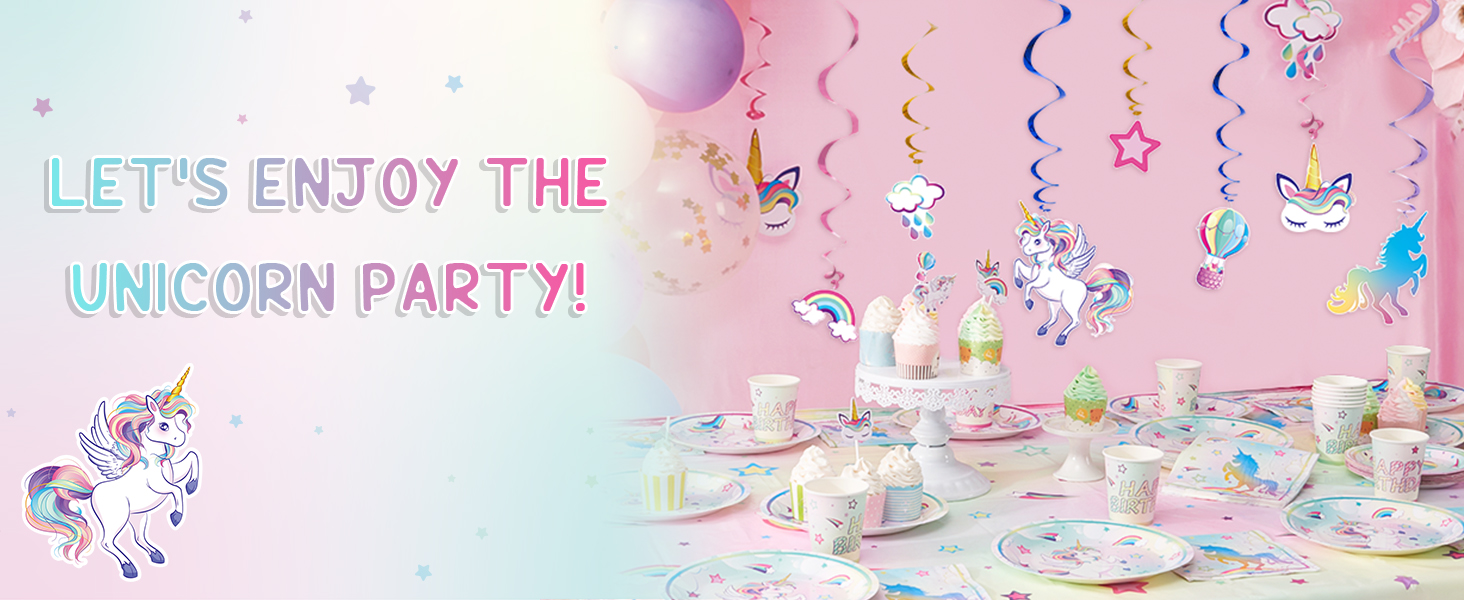 Unicorn Hanging Swirls 21PCS Rainbow Unicorn Party Decorations