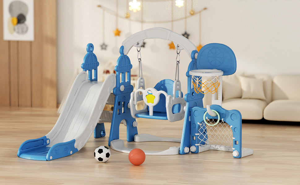 XJD 6in1 Toddler Slide and Swing Set, Kids Slide for