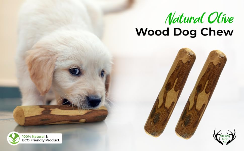 ARTISAN GIFT CO Natural Olive Wood Long Lasting Dog Chew. Puppy