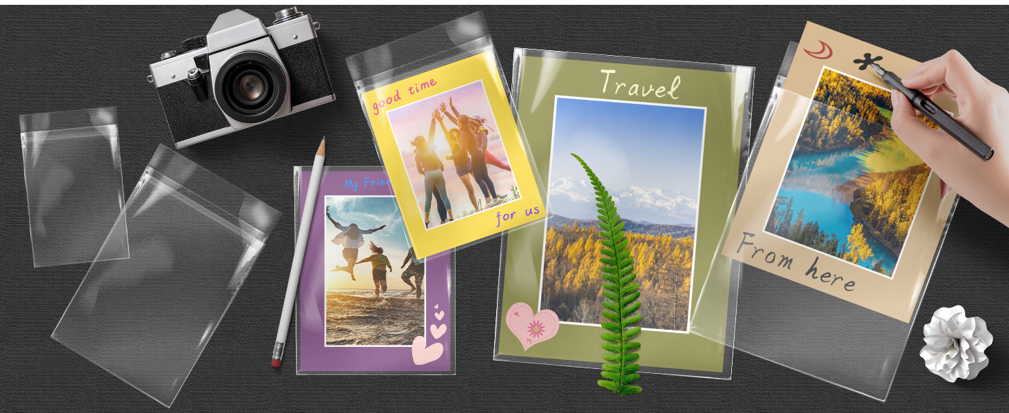 Frametory, 6 1/2" x 8 1/3" AcidFree Clear Plastic Bags, Self Seal Crystal Photo