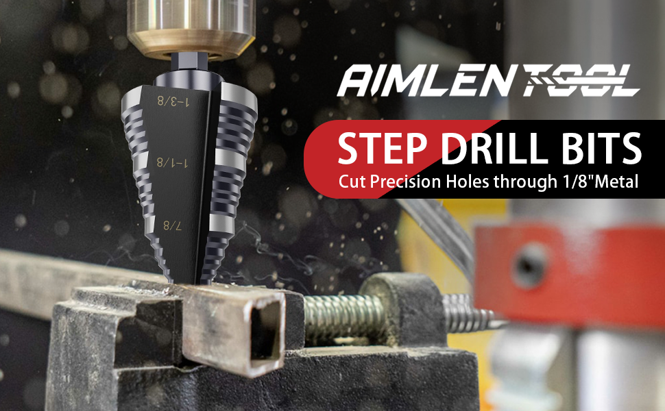 AIMLENTOOL 1/4 to 1-3/8 Inch Step Drill Bit, M2 High-Speed Steel Double ...