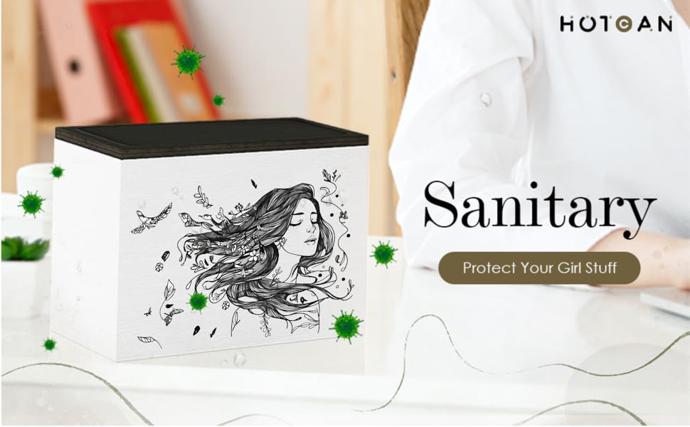 HOTCAN Wooden Tampon Holder for Bathroom Tampon Organizer