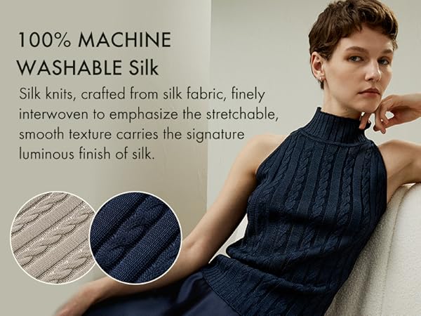LilySilk 100% Silk Pullover Sweater for Women High-Neck
