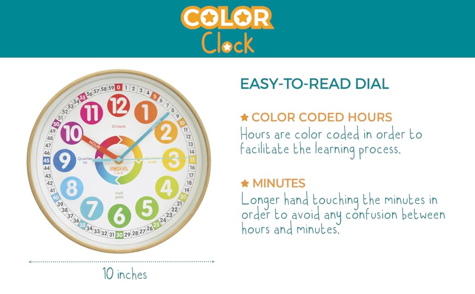 Color Clock - Preschool Clock - Preschool Collection - Time Teacher Clock