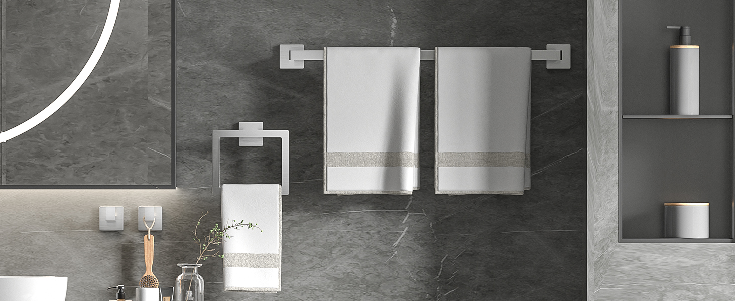 Hinmood Square Bathroom Hardware Set 10 Pieces