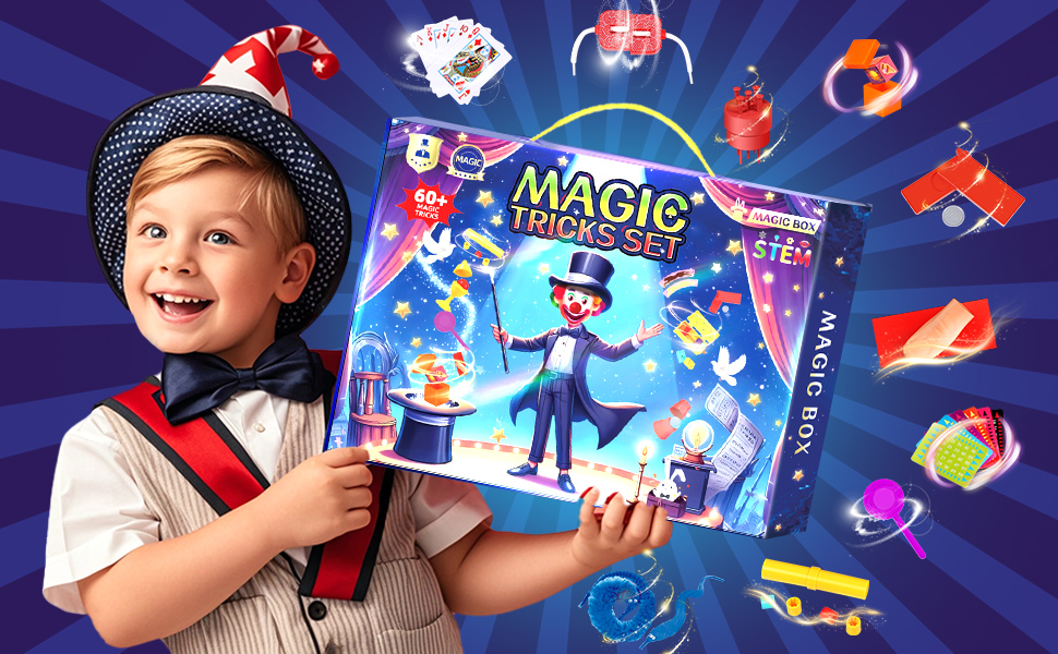 Magic Tricks Kit, 60+ Magic Tricks for Kids Age 8 9 10 11