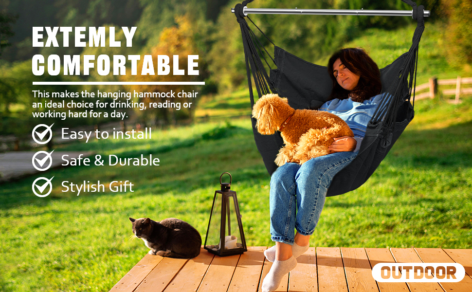 Hammock Chair Hanging Rope Swing, Hanging Chair Portable