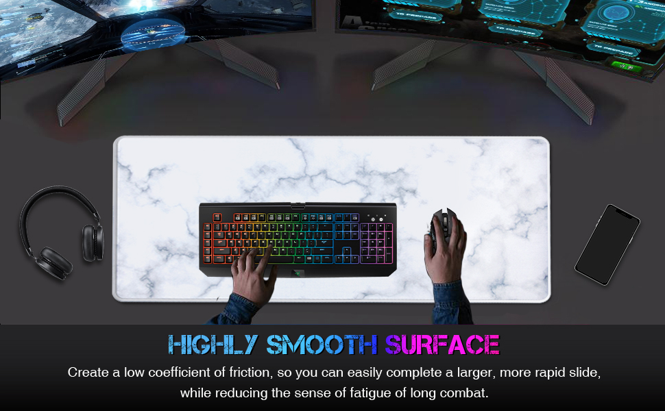 EFISH Large Gaming Mouse Pad (31.5 × 11.8 × 0.12in) with Stitched Edges