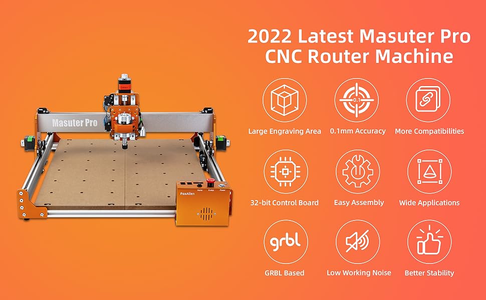 FoxAlien Masuter Pro CNC Router Machine, Upgraded 3Axis Engraving All