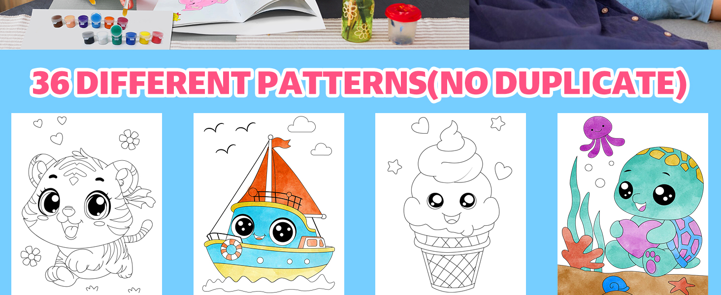 Elfew 6 Pack Mini Acrylic Paint with Coloring Books for