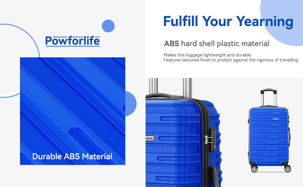 Powforlife Luggage Sets 3 Piece ABS Luggage Lightweight