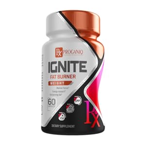 Proganiq vitamin bottle with the words Ignite fat burner on the label. 