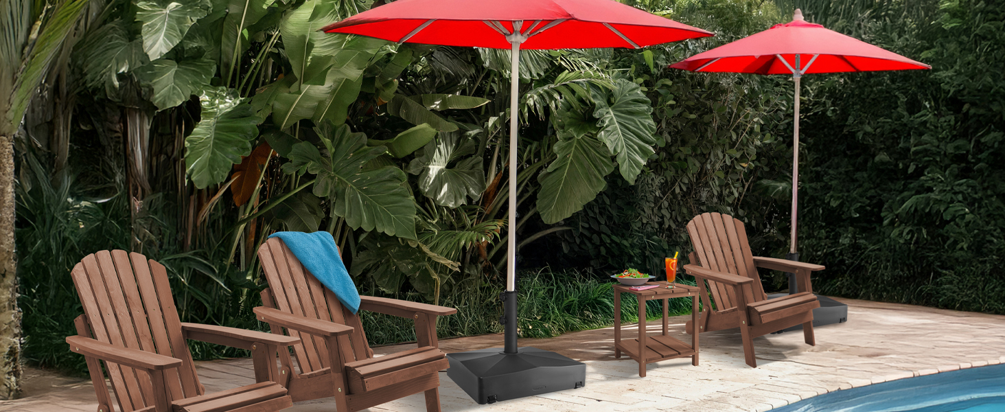 Casafield patio umbrella base for outdoor patios decks and poolside. Refillable patio umbrella base
