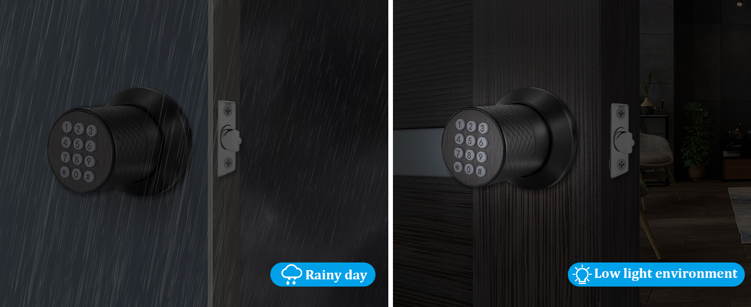 FITNATE Smart Door Knob with Keypad, Key Padlock, Code, Auto Lock, Keyless Entry Door Knob, Anti