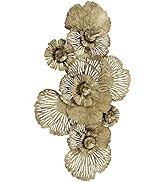 Oversized MODERNIST HOME Flower Composition, Abstract Metal Wall Sculpture Decor, Glossy Golden G...