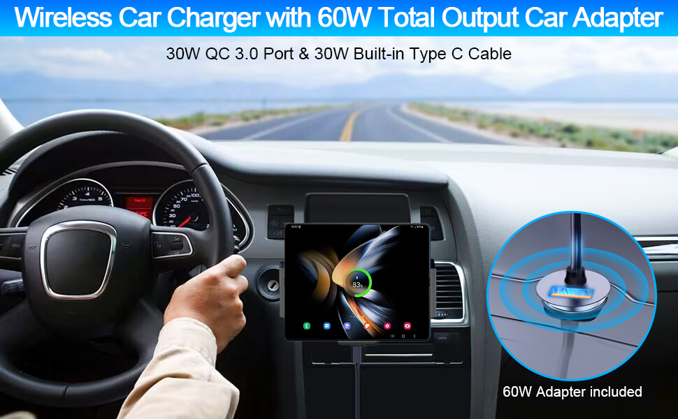 Wireless Car Charger for Galaxy Z Fold 5/4/3/2, 15W Fast Charging Car Mount, Car Accessories, Air Vent Charging Car Phone Holder for Galaxy Z Fold 2, Landscape Mobile Phone Mount for Galaxy Z Fold 14 wireless phone charger samsung
