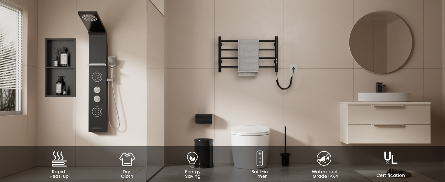 4 Bar Electric Towel Warmer Racks