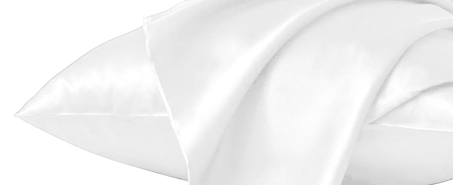 Yorkshire Bedding Satin Pillow Cases 2 Pack Luxurious White