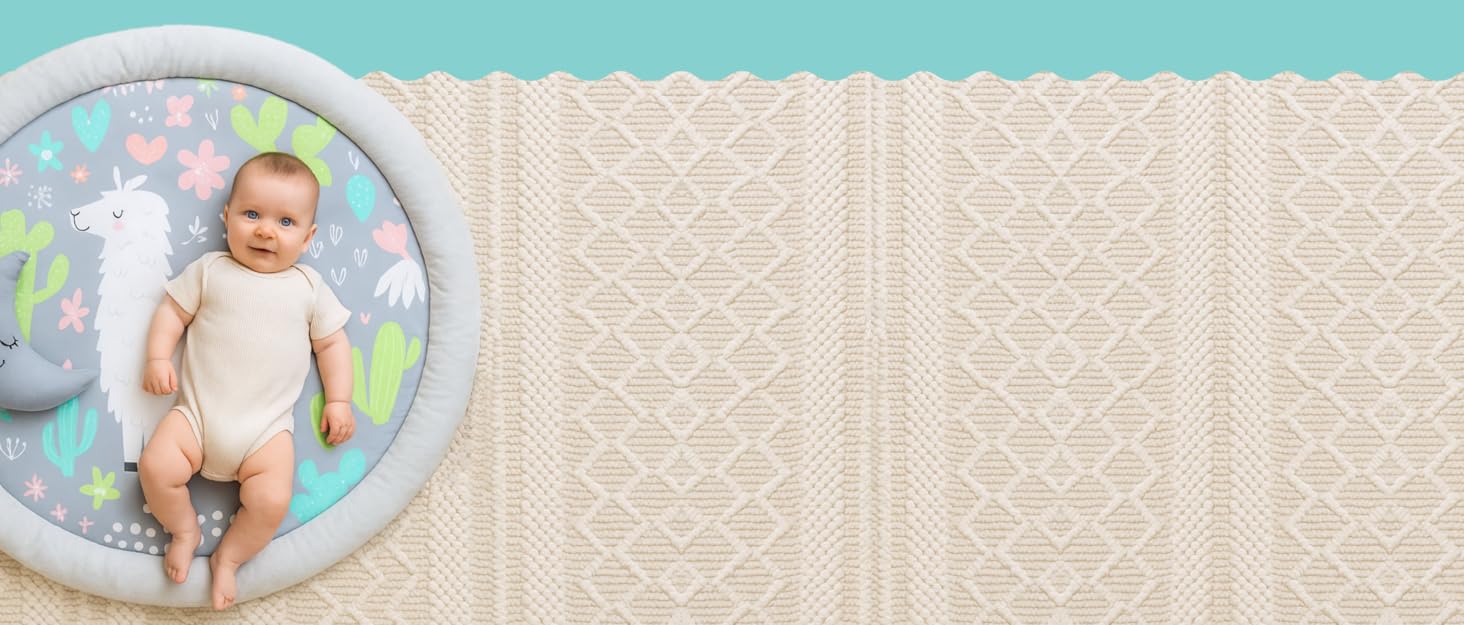 Baby Play Mat with Soft Bumper | Extra Room for Tummy Time, Crawling, &amp; Play | Padded Floor Mat