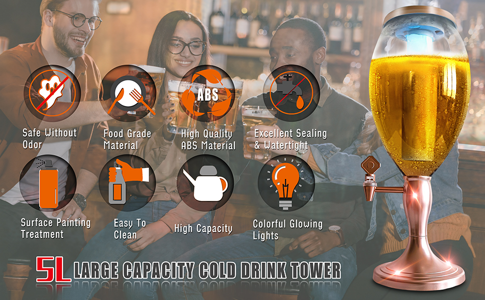 Rose Gold Finish Beer Drink Tower Dispenser