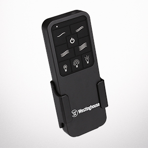 Black finish remote control with backlit button panel delivers convenient fan and light control.