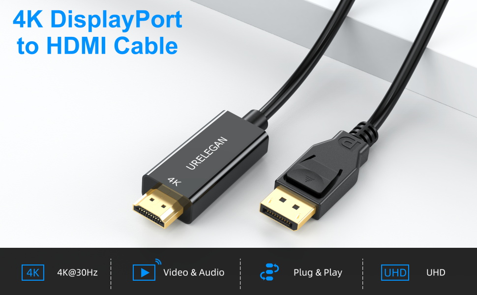 DisplayPort to HDMI Cable 6 feet 2Pack, 4K Display Port to