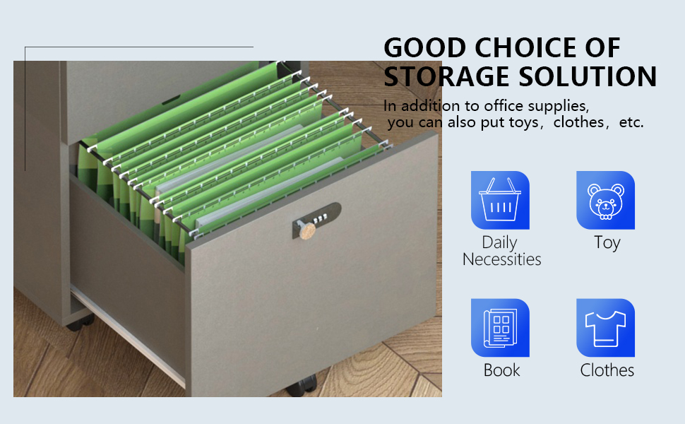 Vertical File Wooden Two Drawer Mobile with