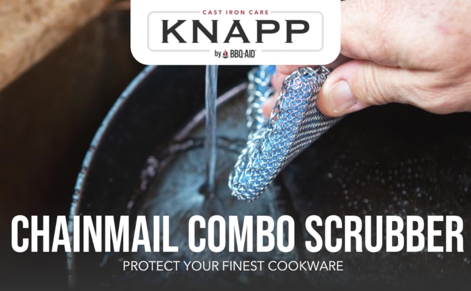 Knapp Made Combo Chainmail Cast Iron Scrubber with Silicone