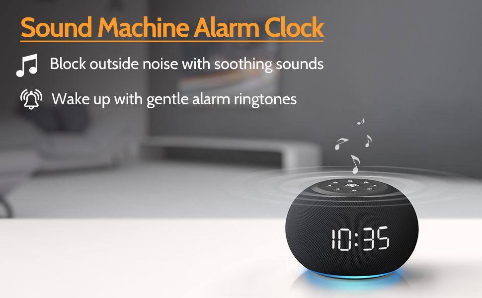 Reacher AutoDimmable Alarm Clock Sound Machine with Night