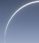 Minimalist curved white line against blue gradient background, abstract design element.