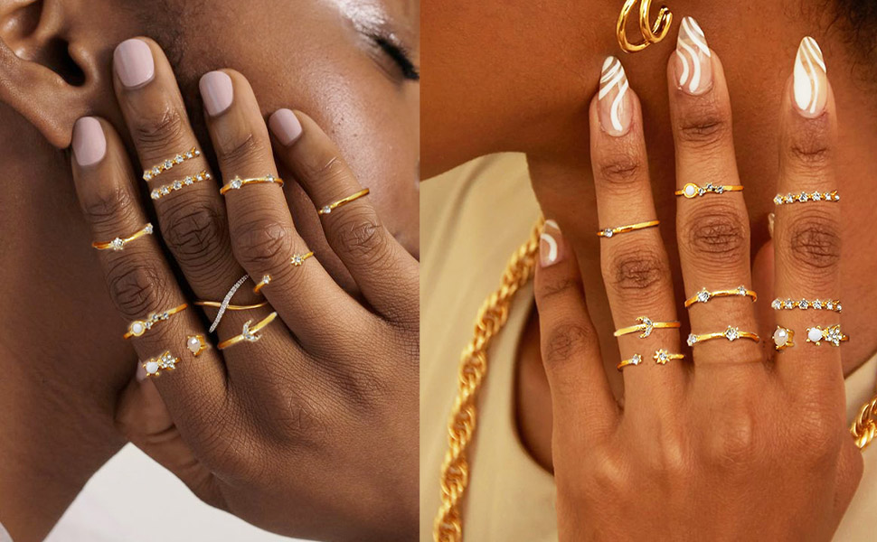 Amazon.com: GRAEEN Gold Knuckle Finger Rings Stackable Ring