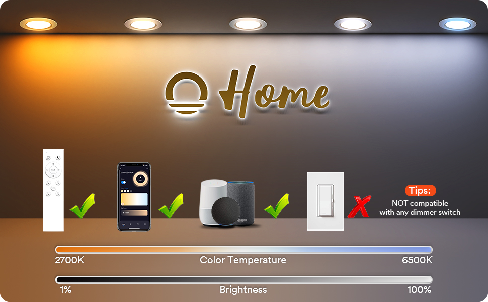 Lumary Smart Recessed Lighting 4 Inch Smart WiFi Recessed Lights 9W