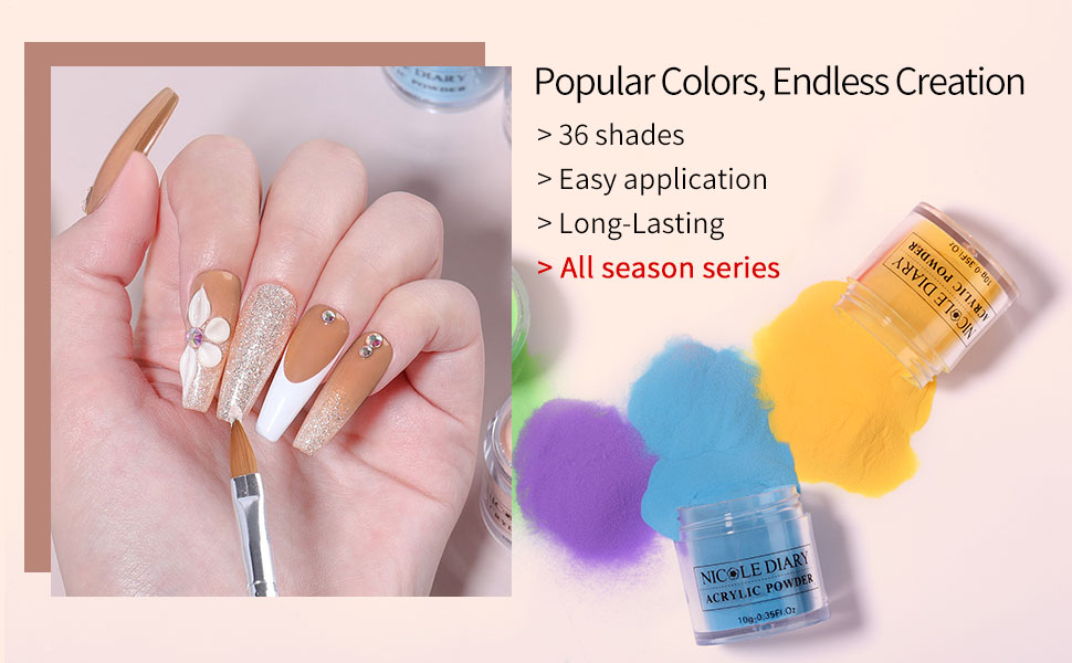 36 Colors Acrylic Powder Set NICOLE DIARY Popular Acrylic