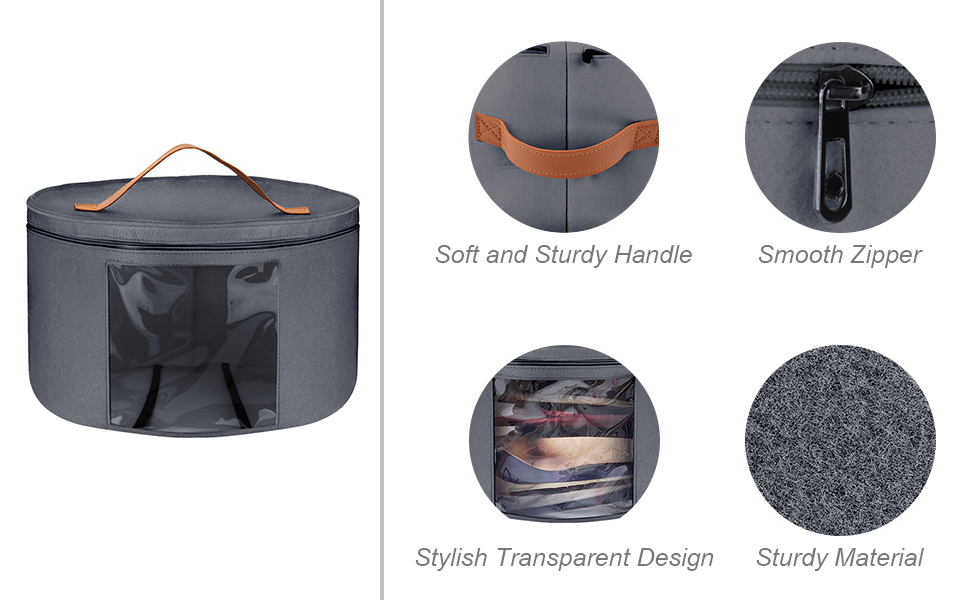 Bestcool Hat Storage Box with Lid, 17inch Diameter Pop Up Hat Boxes for