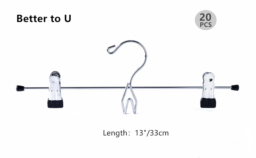 Better to U 13 Inch Stackable Metal Pants Hanger 20 Pack