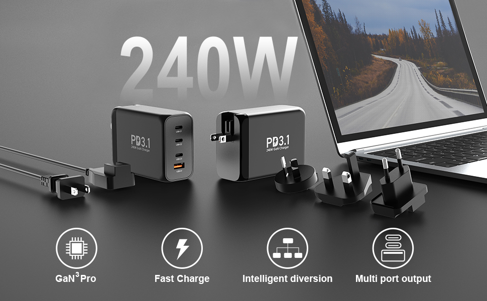 CHIPOFY 240W USB C GaN Charger, PD3.1 USB C Charging