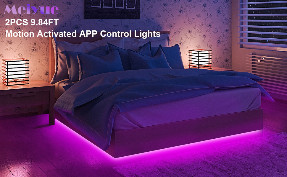 2 Set 9.84ft Motion Sensor Under Bed Lights, App Control