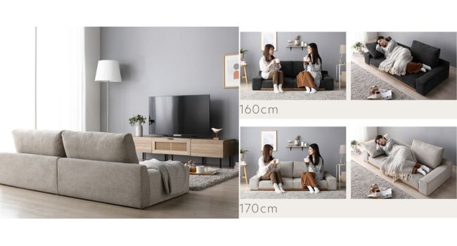 【yukki】 RASIKローソファオルソン160cm グレージュ② yukki】 RASIKローソファオルソン160cm グレージュ② RASIK