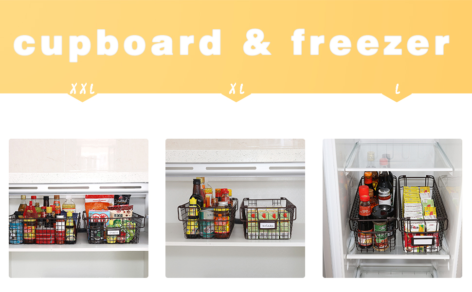 Longiteeyi 4 Pack Stackable Wire Storage Baskets With