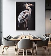 Vintage Bird Wall Art White Heron Grey Poster Gothic Animal Prints Wildlife Animal Art Heron Artw...