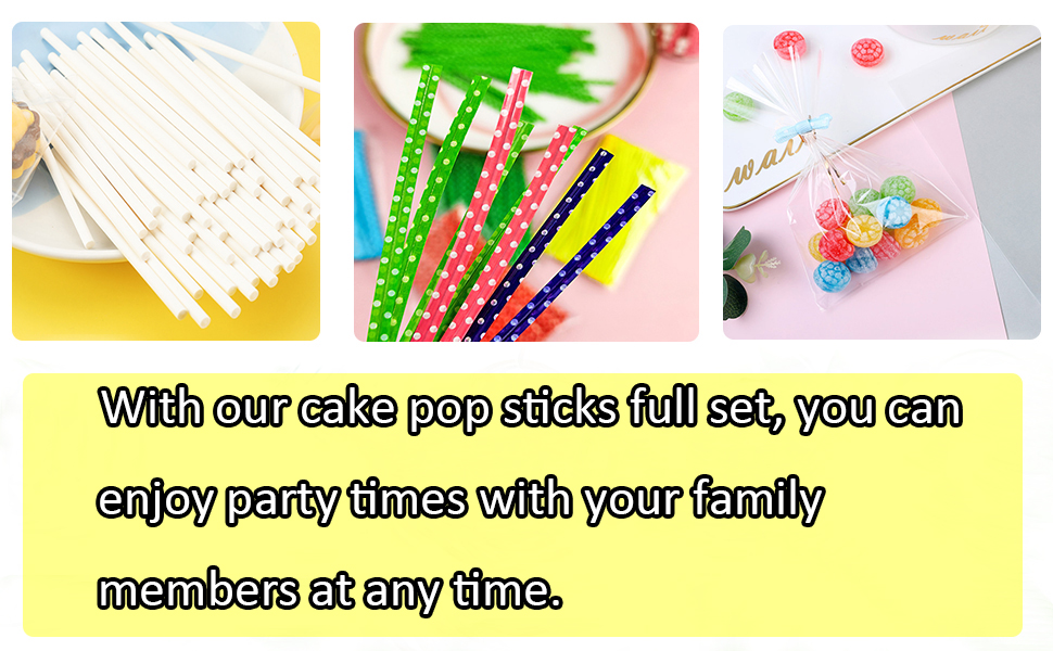 Lollipop Treat Cake Pop Kit-24 of each: Sticks, 4x6 Bags, Twist