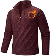TACVASEN Men's Quarter Zip Pullover Long Sleeve Thermal Fleece Sweater Lightweight Casual Golf Sw...