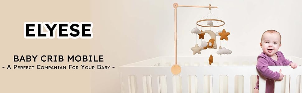 Sleeping Bear Baby Mobile for Crib, Handmade Felt Crib Mobile