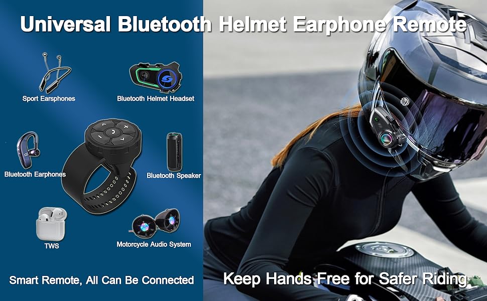 Universal Bluetooth Helmet Earphone Remote