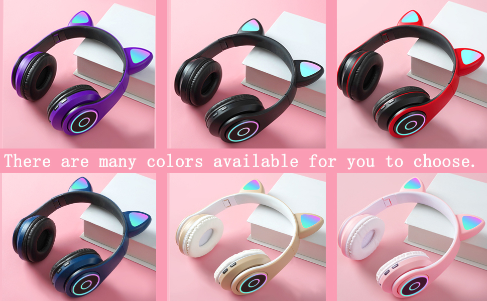 QIGOMINPP Bluetooth Headphones for Kids, RGB LED Cat Ear